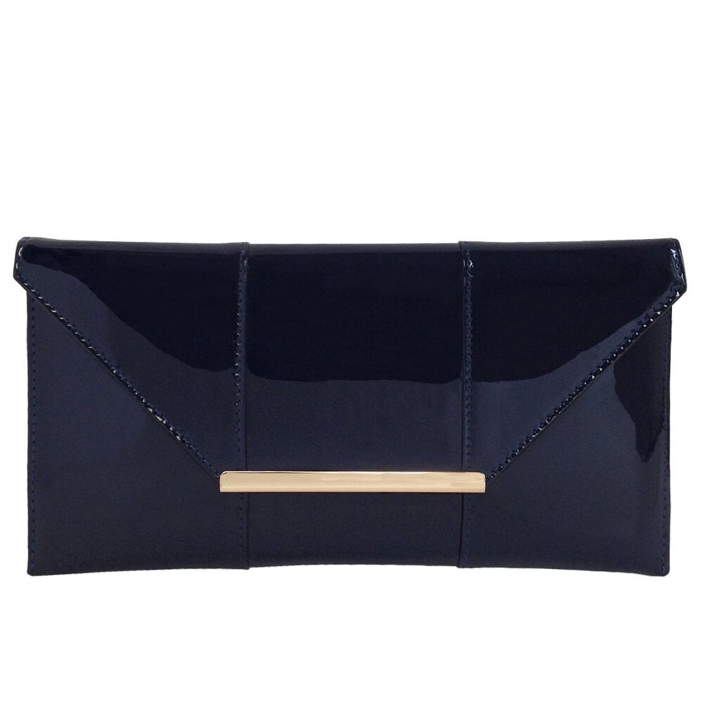 3890 Faux Patent Leather Envelope Candy Clutch, Glossy Evening Handbag